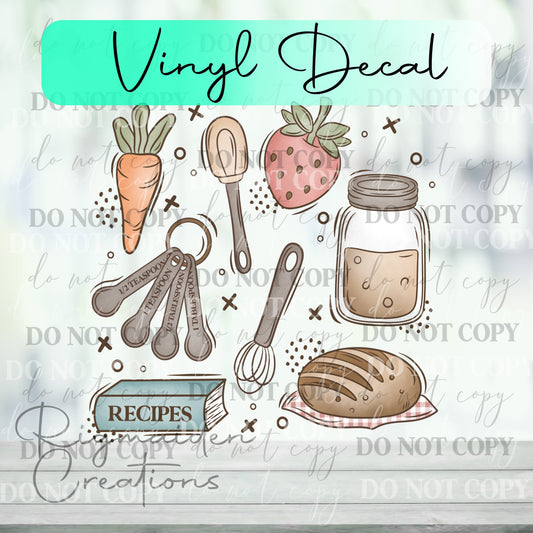 Baking Essentials Vinyl Decal - Clear or White Cast