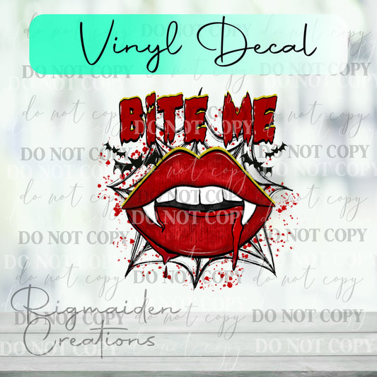 Bite Me Vampire Vinyl Decal - Spooky Valentine Design