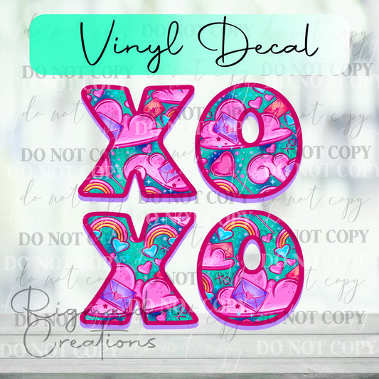 Colorful XOXO Valentine Vinyl Decal