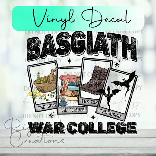 Basgiath War College Vinyl Decal - Clear or White Cast