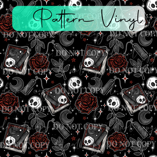 Gothic Moon & Skulls Vinyl Pattern - 12x12