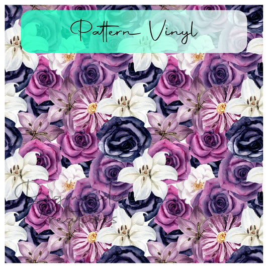 Purple Paradise Floral Pattern Vinyl - 12x12