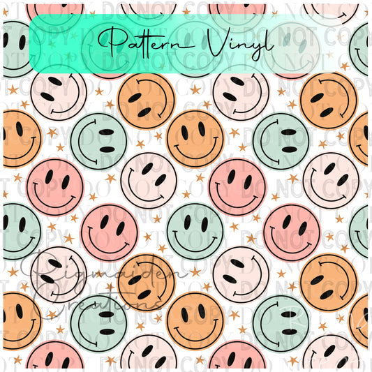 Happy Smiley Face Pattern Vinyl - 12x12