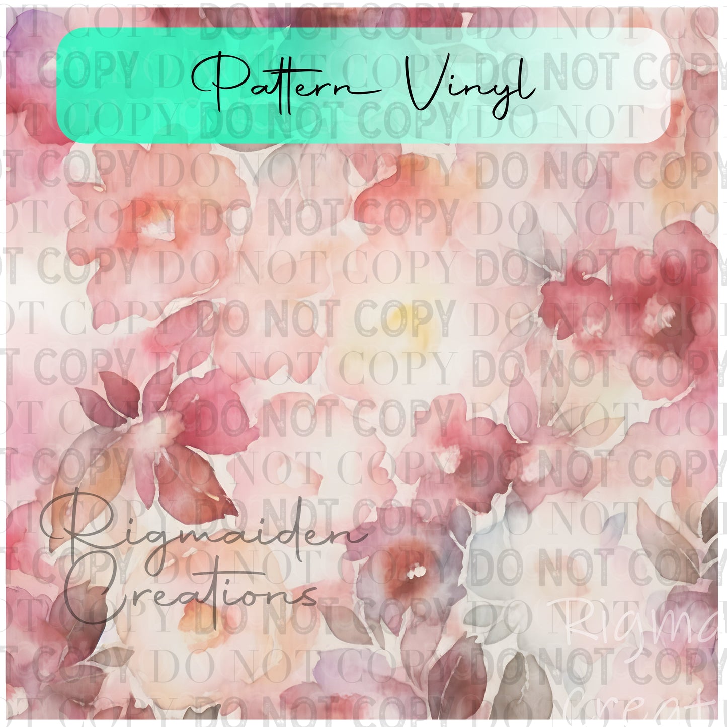 Watercolor Blush Florals Pattern Vinyl - 12x12