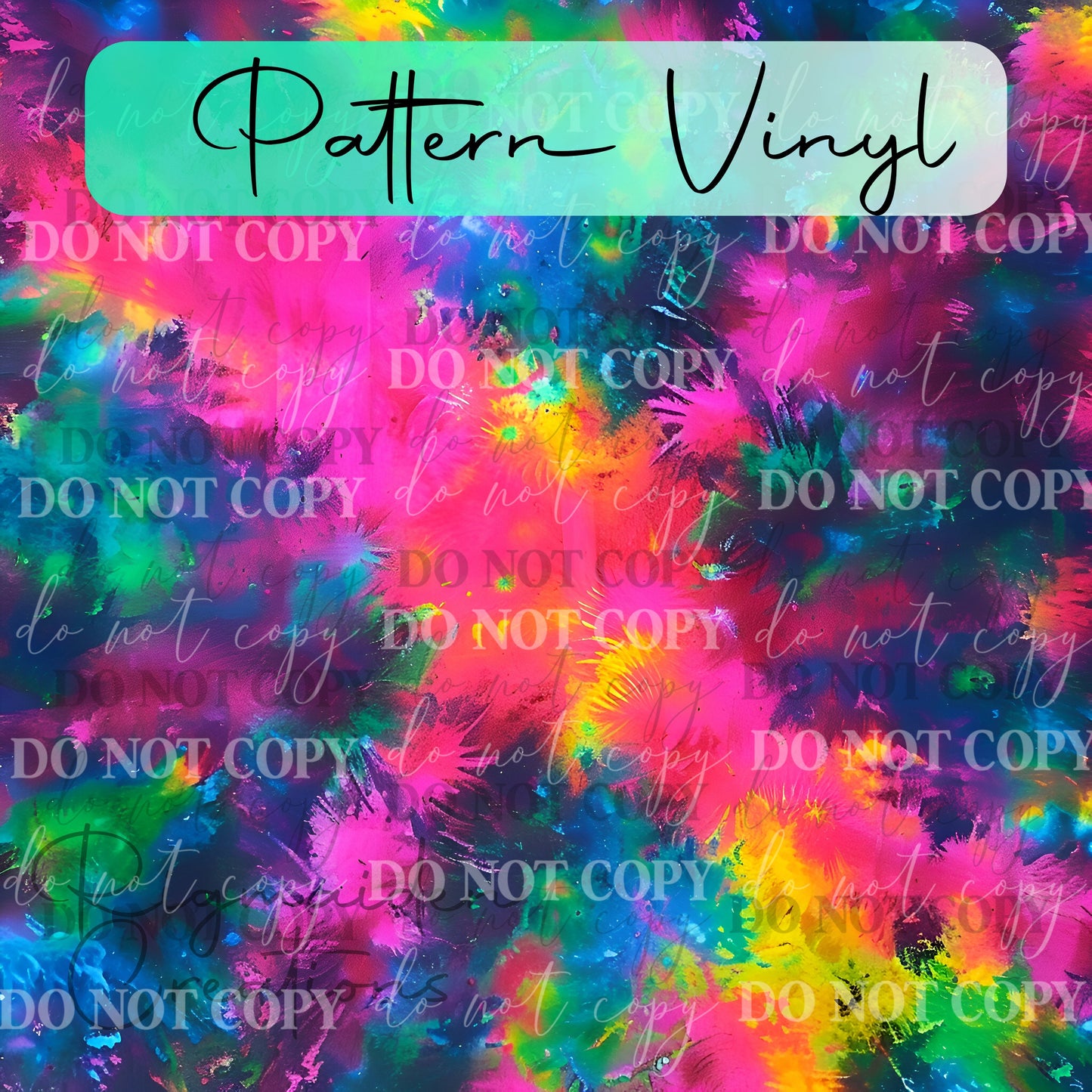 Dark Rainbow Tie-Dye Pattern Vinyl - 12x12 (Design 2)