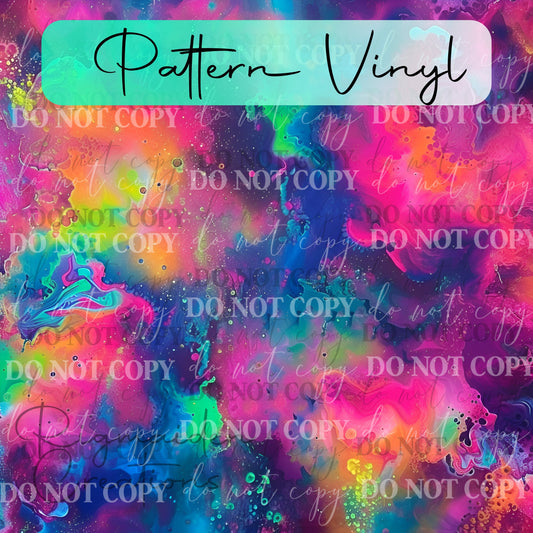 Dark Rainbow Tie-Dye Pattern Vinyl - 12x12 (Design 3)