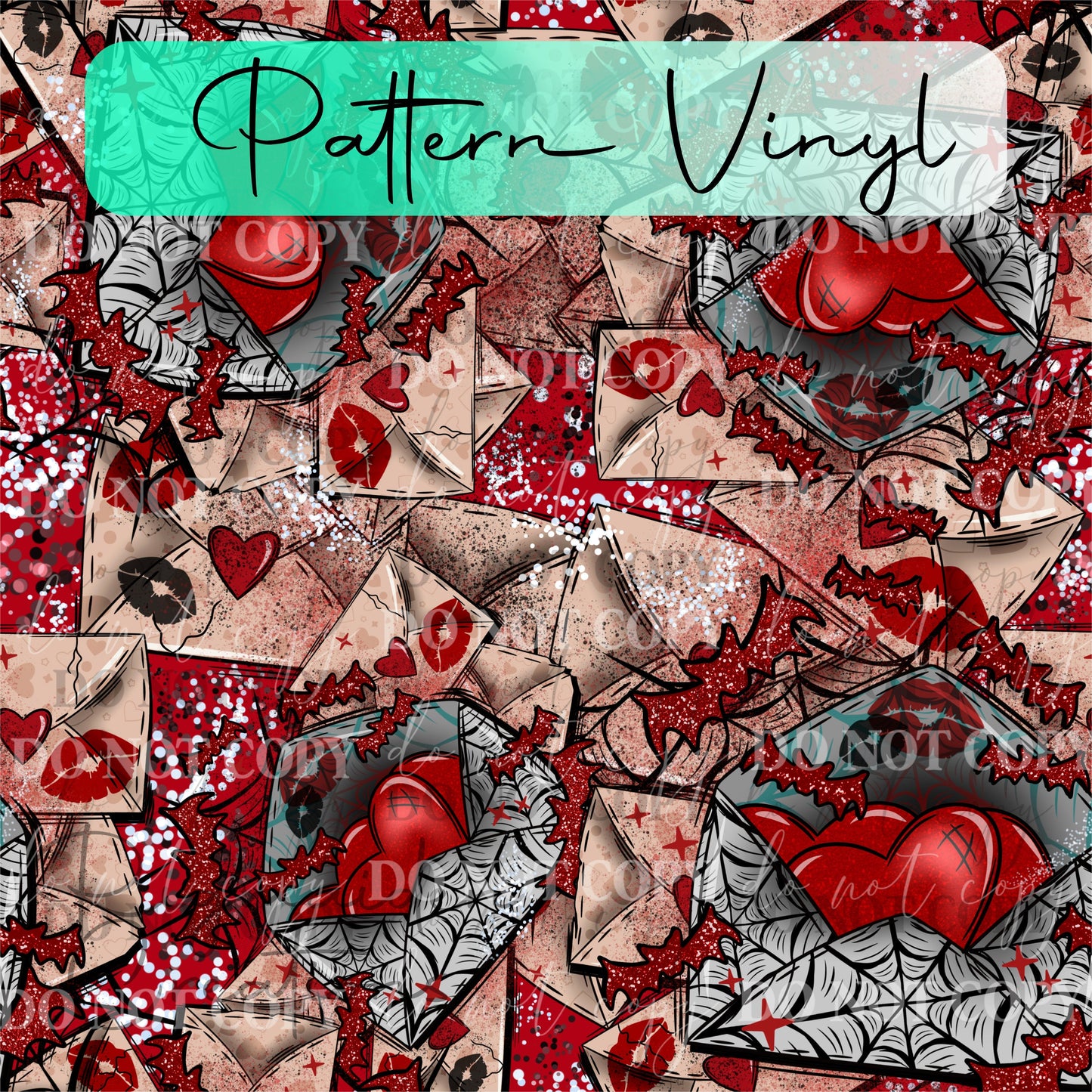 Cobweb Gothic Valentine's Day Pattern Vinyl - 12x12